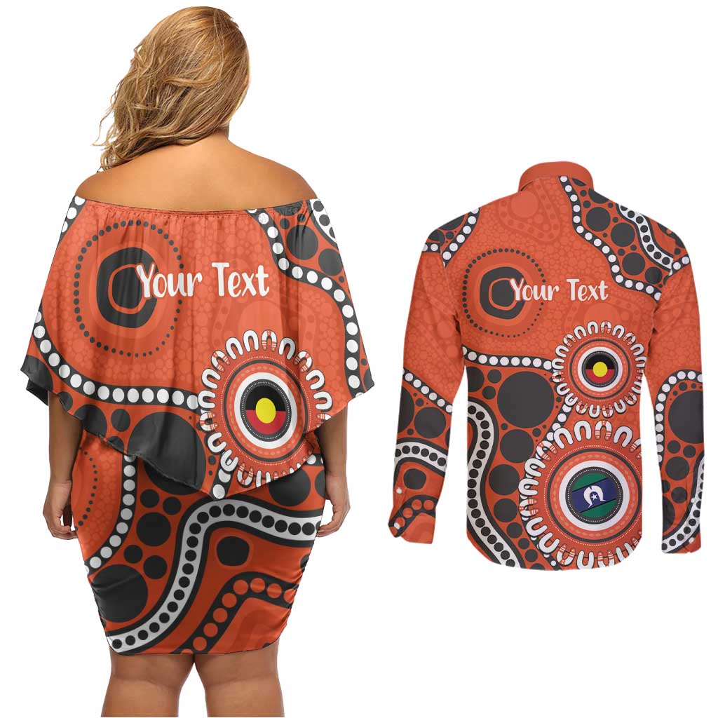 Giants NAIDOC 2026 Personalised Couples Matching Off Shoulder Short Dress and Long Sleeve Button Shirt 50 Years of Deadly Aboriginal Art