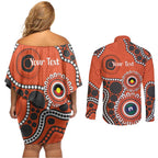 Giants NAIDOC 2026 Personalised Couples Matching Off Shoulder Short Dress and Long Sleeve Button Shirt 50 Years of Deadly Aboriginal Art