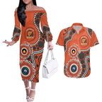 Giants NAIDOC 2026 Personalised Couples Matching Off The Shoulder Long Sleeve Dress and Hawaiian Shirt 50 Years of Deadly Aboriginal Art