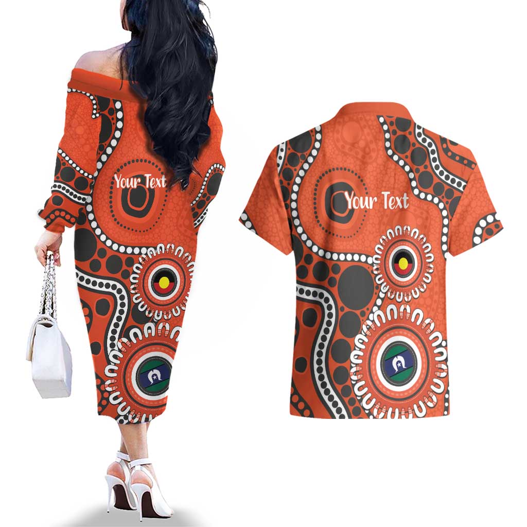 Giants NAIDOC 2026 Personalised Couples Matching Off The Shoulder Long Sleeve Dress and Hawaiian Shirt 50 Years of Deadly Aboriginal Art