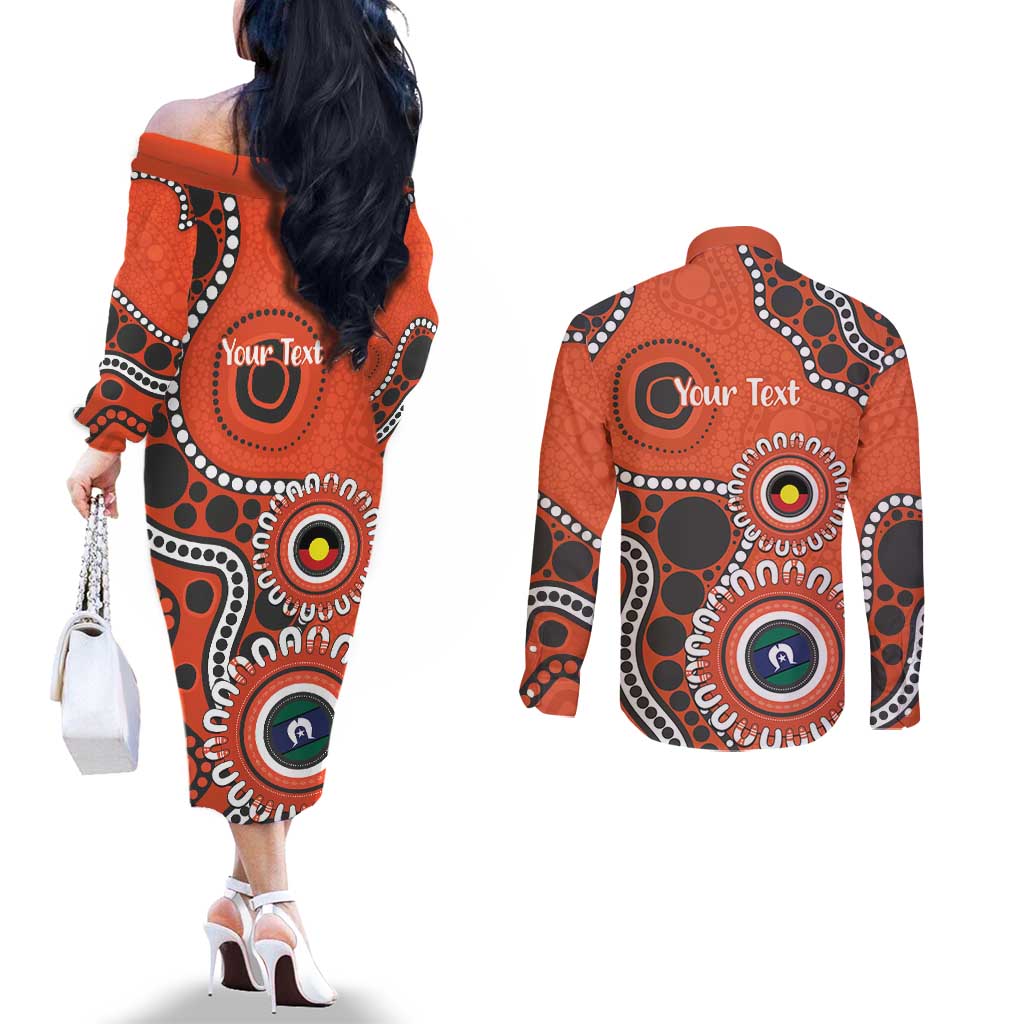 Giants NAIDOC 2026 Personalised Couples Matching Off The Shoulder Long Sleeve Dress and Long Sleeve Button Shirt 50 Years of Deadly Aboriginal Art
