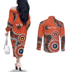 Giants NAIDOC 2026 Personalised Couples Matching Off The Shoulder Long Sleeve Dress and Long Sleeve Button Shirt 50 Years of Deadly Aboriginal Art