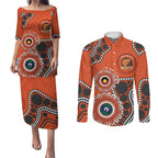 Giants NAIDOC 2026 Personalised Couples Matching Puletasi and Long Sleeve Button Shirt 50 Years of Deadly Aboriginal Art
