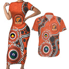 Giants NAIDOC 2026 Personalised Couples Matching Short Sleeve Bodycon Dress and Hawaiian Shirt 50 Years of Deadly Aboriginal Art