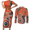Giants NAIDOC 2026 Personalised Couples Matching Short Sleeve Bodycon Dress and Long Sleeve Button Shirt 50 Years of Deadly Aboriginal Art