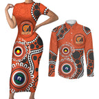 Giants NAIDOC 2026 Personalised Couples Matching Short Sleeve Bodycon Dress and Long Sleeve Button Shirt 50 Years of Deadly Aboriginal Art