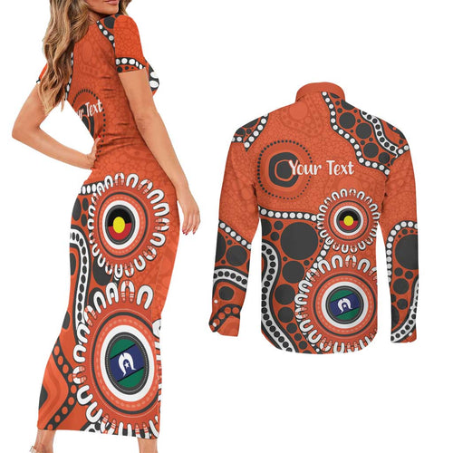 Giants NAIDOC 2026 Personalised Couples Matching Short Sleeve Bodycon Dress and Long Sleeve Button Shirt 50 Years of Deadly Aboriginal Art