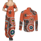 Giants NAIDOC 2026 Personalised Couples Matching Summer Maxi Dress and Long Sleeve Button Shirt 50 Years of Deadly Aboriginal Art