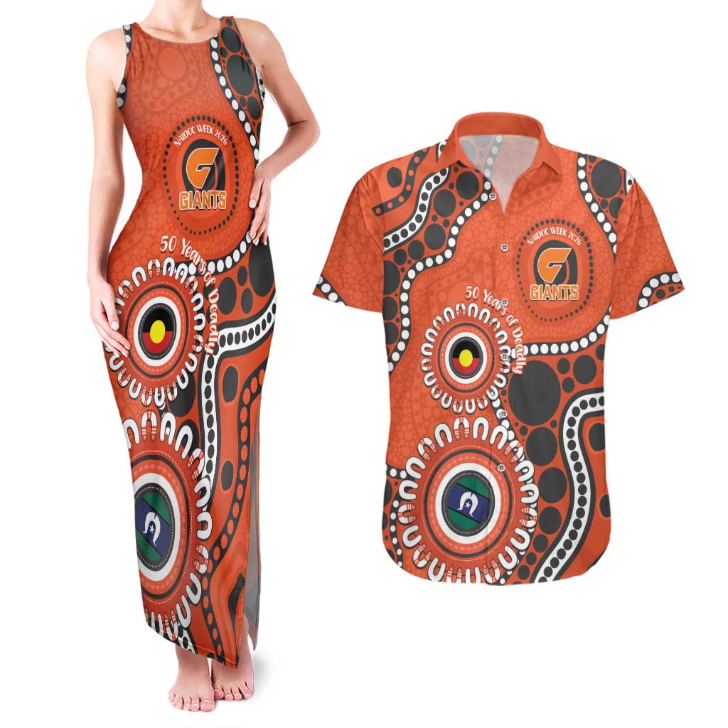 Giants NAIDOC 2026 Personalised Couples Matching Tank Maxi Dress and Hawaiian Shirt 50 Years of Deadly Aboriginal Art