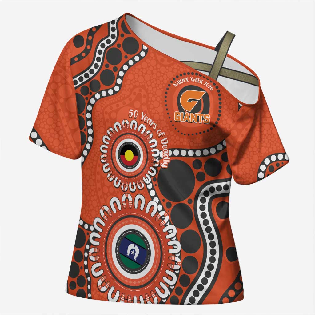Giants NAIDOC 2026 Personalised Cross Shoulder Shirt 50 Years of Deadly Aboriginal Art