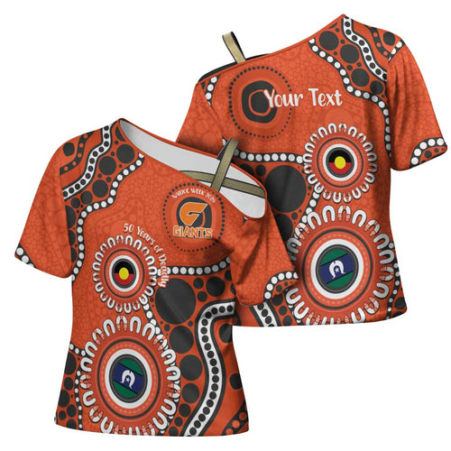 Giants NAIDOC 2026 Personalised Cross Shoulder Shirt 50 Years of Deadly Aboriginal Art