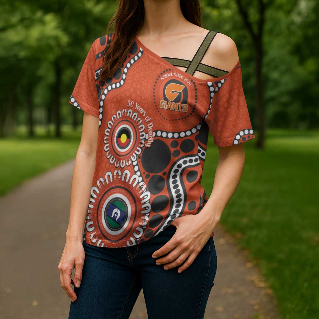 Giants NAIDOC 2026 Personalised Cross Shoulder Shirt 50 Years of Deadly Aboriginal Art