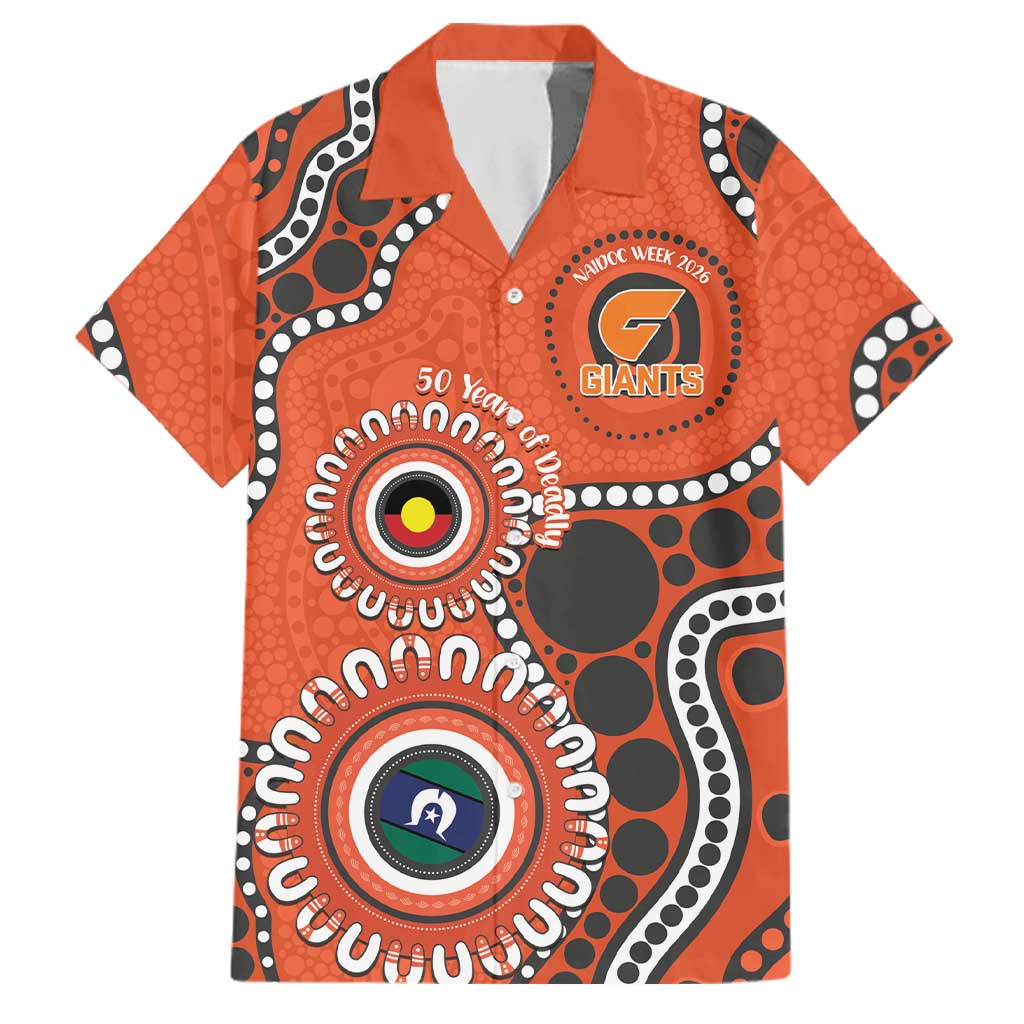 Giants NAIDOC 2026 Personalised Family Matching Off Shoulder Maxi Dress and Hawaiian Shirt 50 Years of Deadly Aboriginal Art