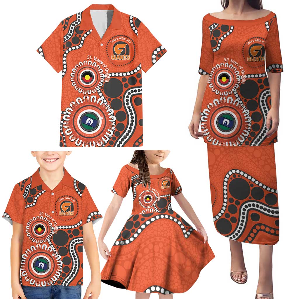 Giants NAIDOC 2026 Personalised Family Matching Puletasi and Hawaiian Shirt 50 Years of Deadly Aboriginal Art