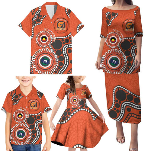 Giants NAIDOC 2026 Personalised Family Matching Puletasi and Hawaiian Shirt 50 Years of Deadly Aboriginal Art