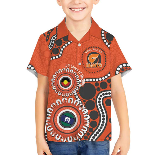 Giants NAIDOC 2026 Personalised Family Matching Short Sleeve Bodycon Dress and Hawaiian Shirt 50 Years of Deadly Aboriginal Art
