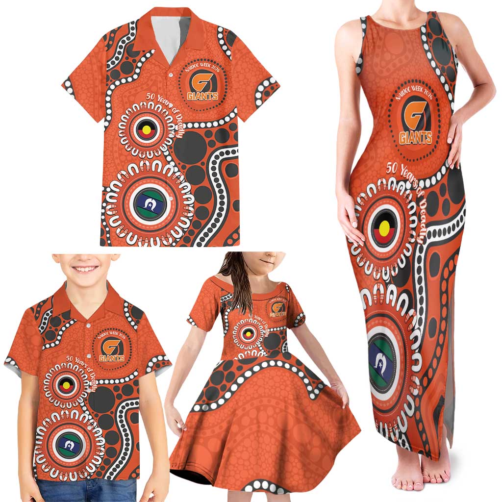 Giants NAIDOC 2026 Personalised Family Matching Tank Maxi Dress and Hawaiian Shirt 50 Years of Deadly Aboriginal Art