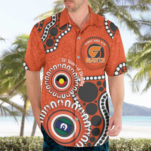 Giants NAIDOC 2026 Personalised Hawaiian Shirt 50 Years of Deadly Aboriginal Art