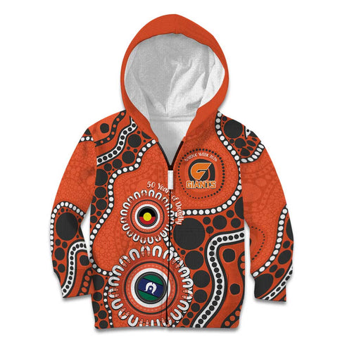 Giants NAIDOC 2026 Personalised Kid Hoodie 50 Years of Deadly Aboriginal Art