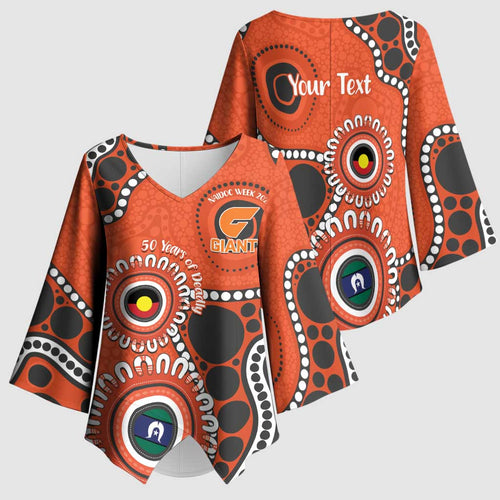 Giants NAIDOC 2026 Personalised Kimono Sleeve Blouse 50 Years of Deadly Aboriginal Art
