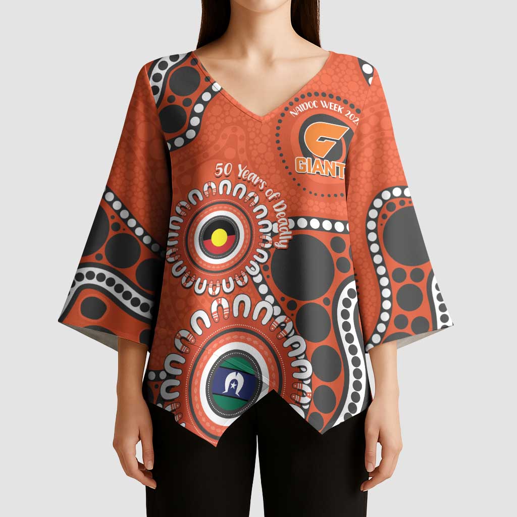 Giants NAIDOC 2026 Personalised Kimono Sleeve Blouse 50 Years of Deadly Aboriginal Art