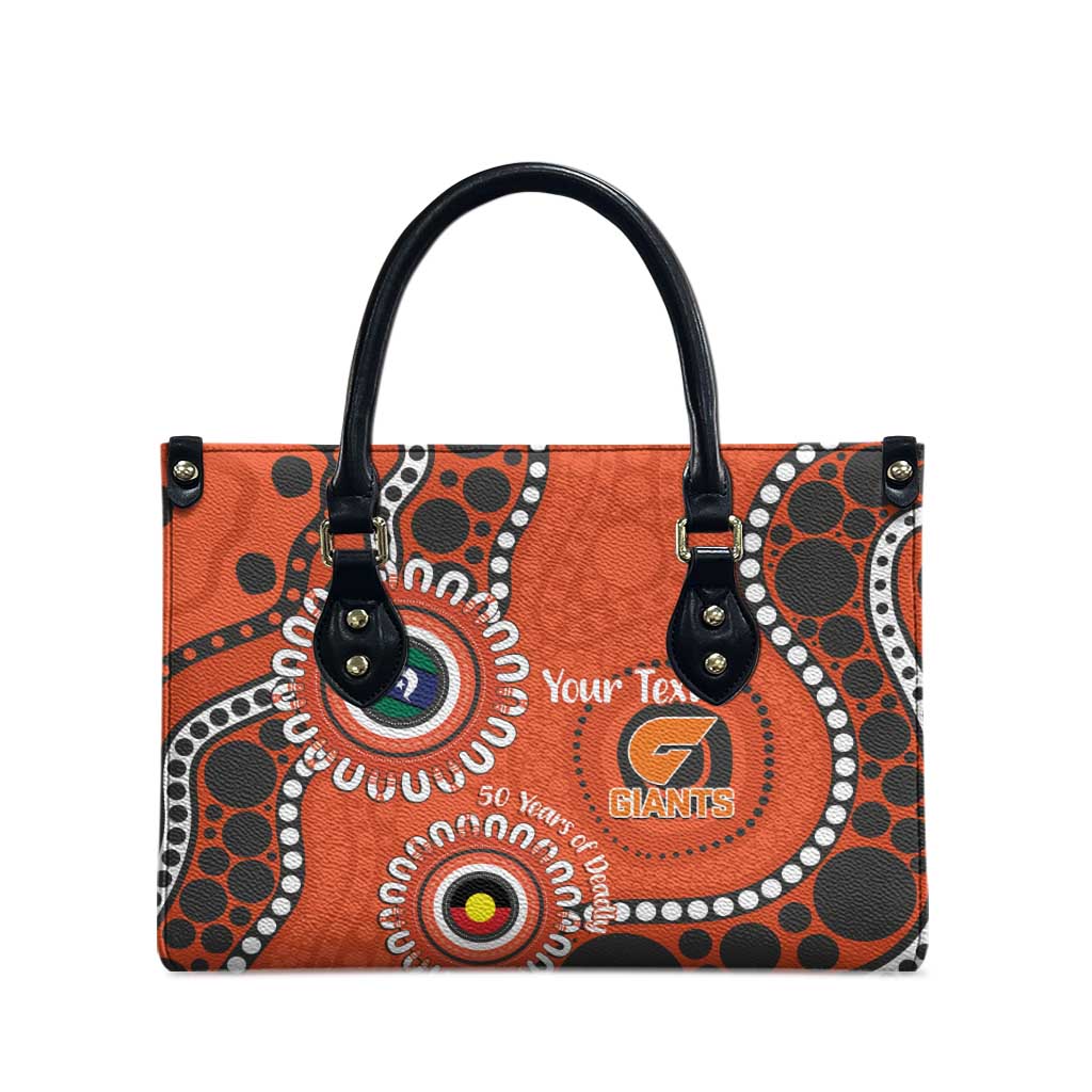 Giants NAIDOC 2026 Personalised Leather Bag 50 Years of Deadly Aboriginal Art