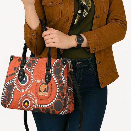 Giants NAIDOC 2026 Personalised Leather Bag 50 Years of Deadly Aboriginal Art