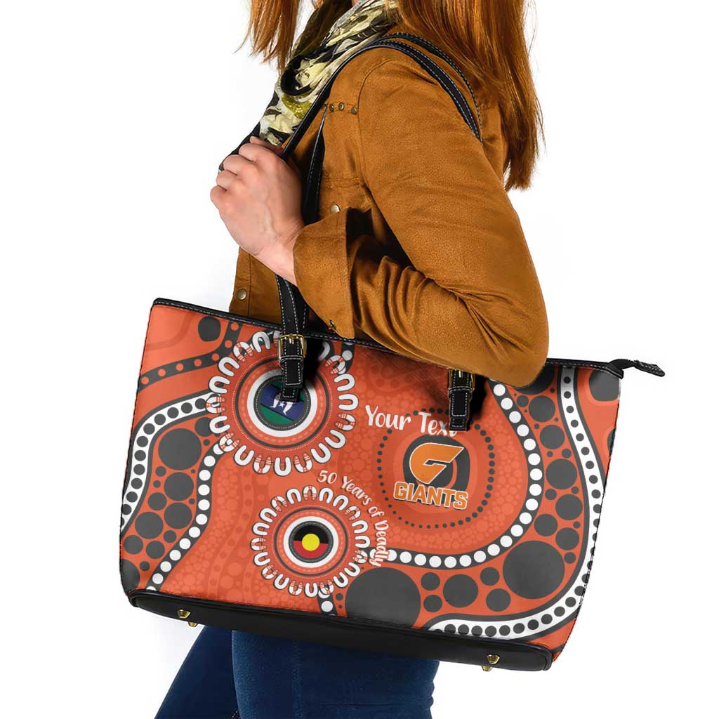 Giants NAIDOC 2026 Personalised Leather Tote Bag 50 Years of Deadly Aboriginal Art