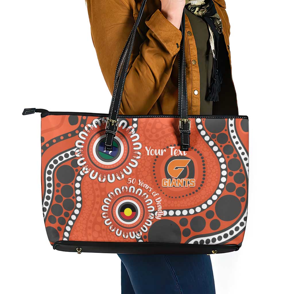 Giants NAIDOC 2026 Personalised Leather Tote Bag 50 Years of Deadly Aboriginal Art
