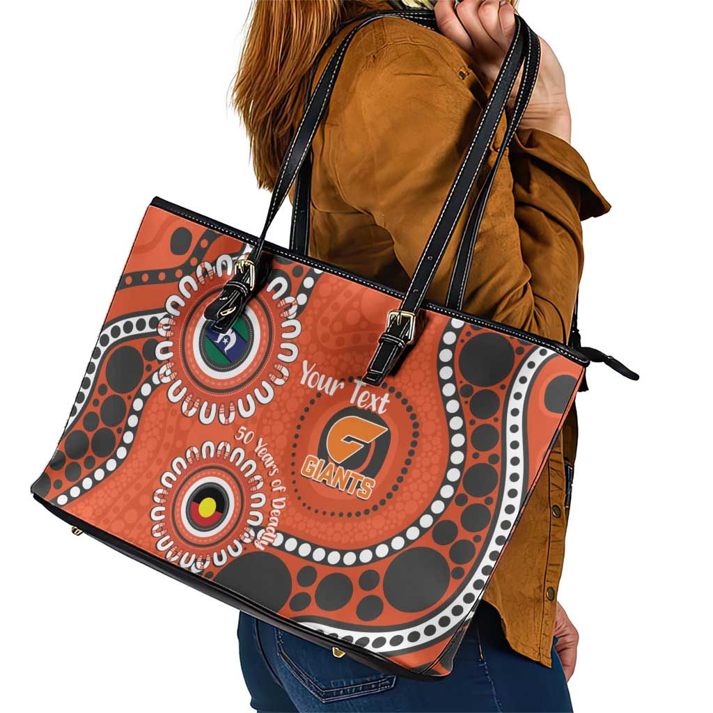 Giants NAIDOC 2026 Personalised Leather Tote Bag 50 Years of Deadly Aboriginal Art
