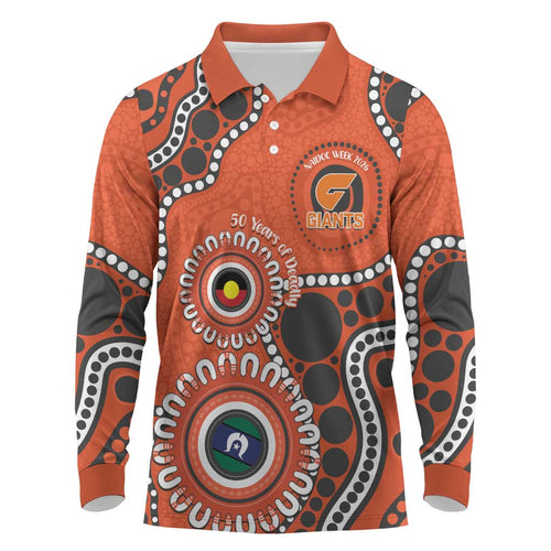 Giants NAIDOC 2026 Personalised Long Sleeve Polo Shirt 50 Years of Deadly Aboriginal Art