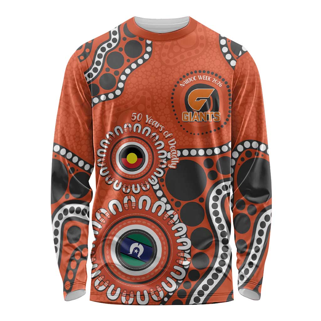 Giants NAIDOC 2026 Personalised Long Sleeve Shirt 50 Years of Deadly Aboriginal Art