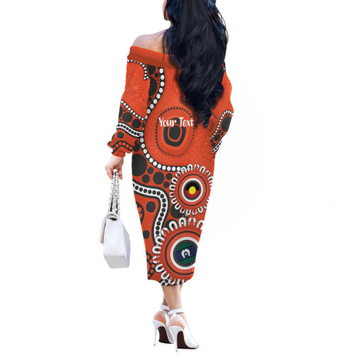 Giants NAIDOC 2026 Personalised Off The Shoulder Long Sleeve Dress 50 Years of Deadly Aboriginal Art