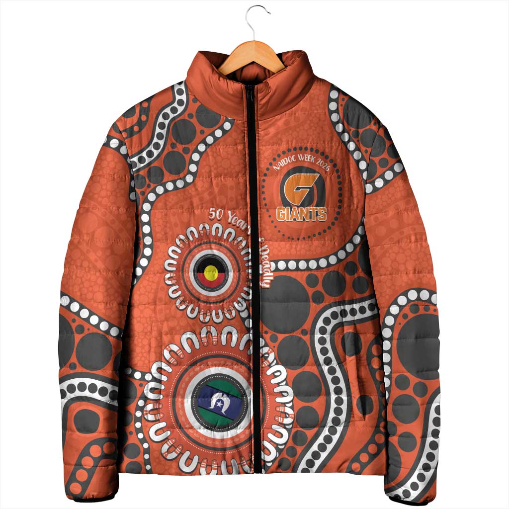 Giants NAIDOC 2026 Personalised Padded Jacket 50 Years of Deadly Aboriginal Art