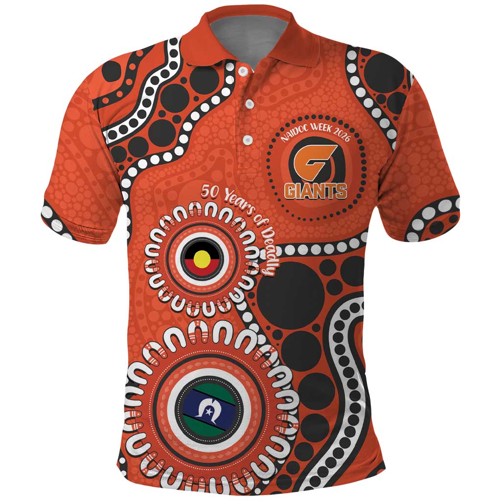 Giants NAIDOC 2026 Personalised Polo Shirt 50 Years of Deadly Aboriginal Art