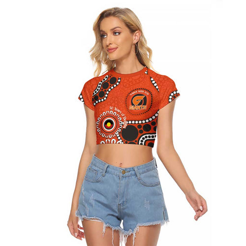 Giants NAIDOC 2026 Personalised Raglan Cropped T Shirt 50 Years of Deadly Aboriginal Art