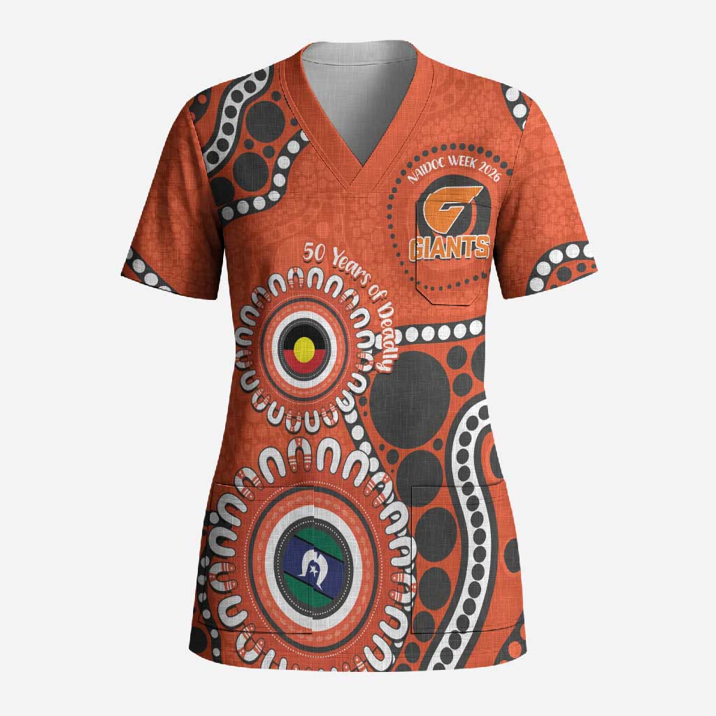 Giants NAIDOC 2026 Personalised Scrub Top 50 Years of Deadly Aboriginal Art