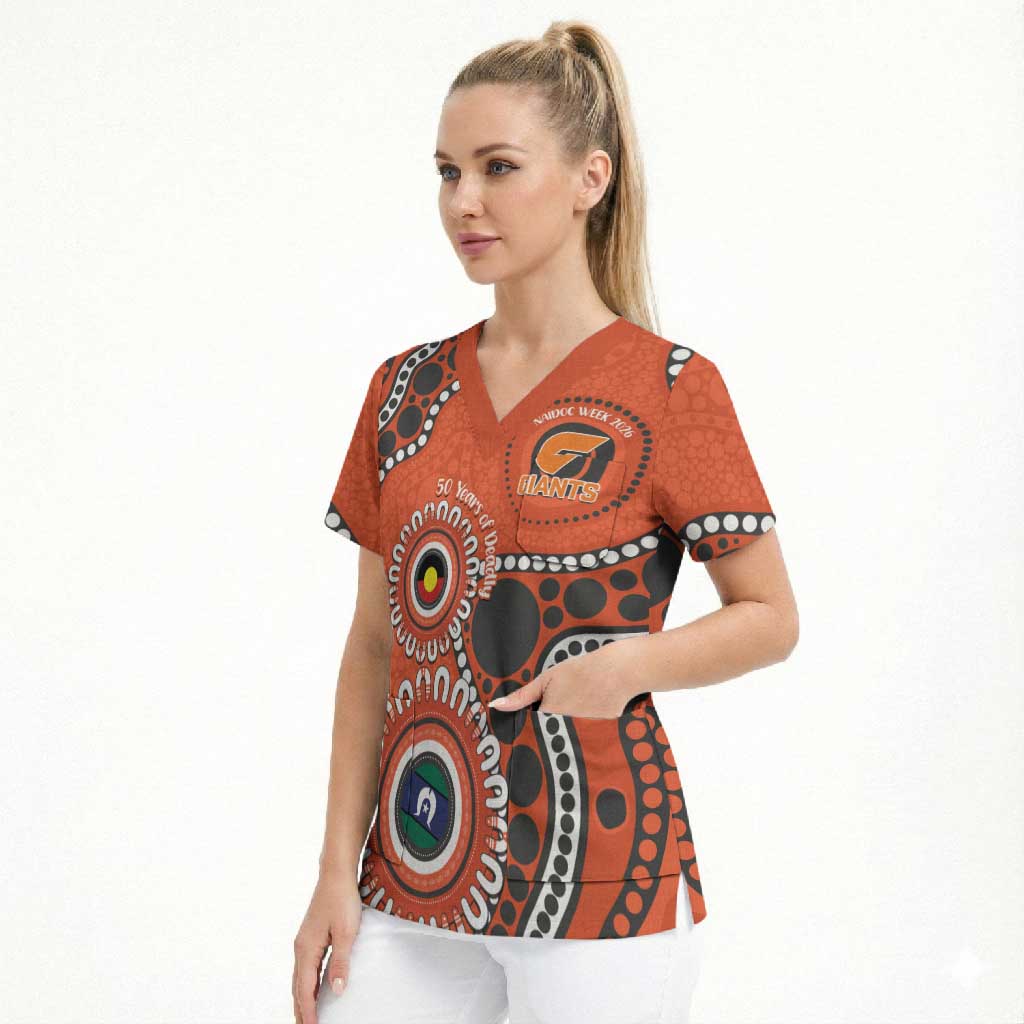 Giants NAIDOC 2026 Personalised Scrub Top 50 Years of Deadly Aboriginal Art
