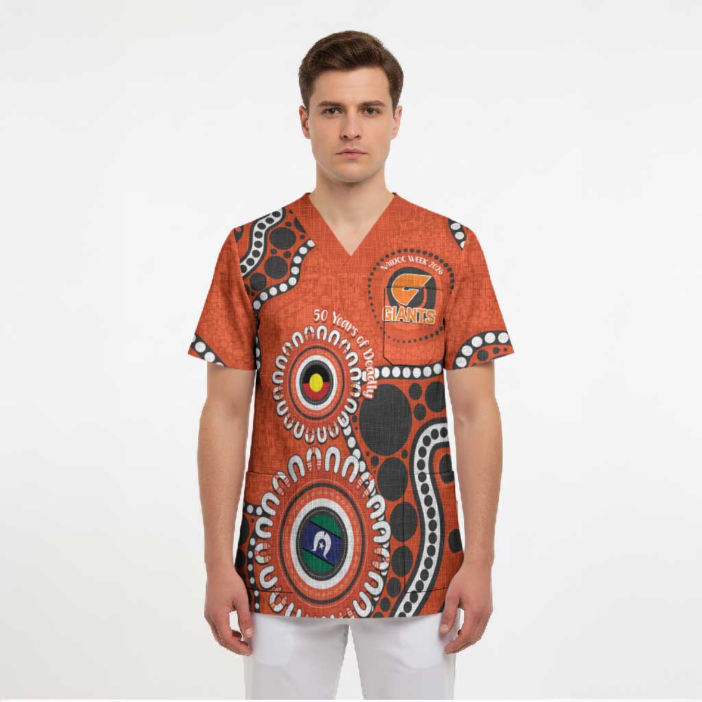 Giants NAIDOC 2026 Personalised Scrub Top 50 Years of Deadly Aboriginal Art