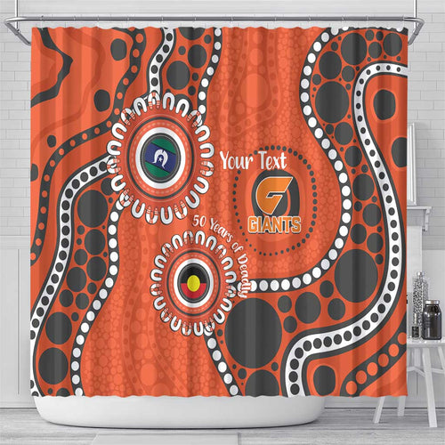 Giants NAIDOC 2026 Personalised Shower Curtain 50 Years of Deadly Aboriginal Art
