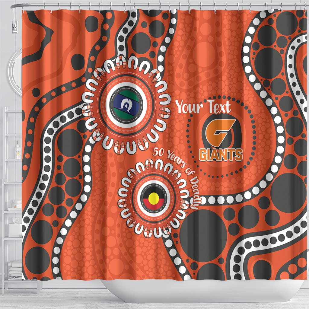Giants NAIDOC 2026 Personalised Shower Curtain 50 Years of Deadly Aboriginal Art