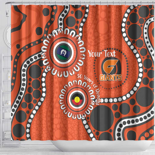 Giants NAIDOC 2026 Personalised Shower Curtain 50 Years of Deadly Aboriginal Art