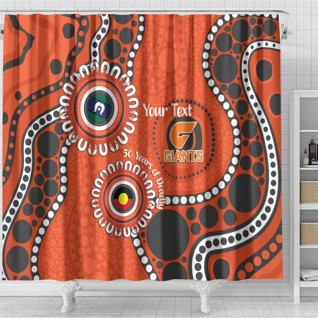 Giants NAIDOC 2026 Personalised Shower Curtain 50 Years of Deadly Aboriginal Art