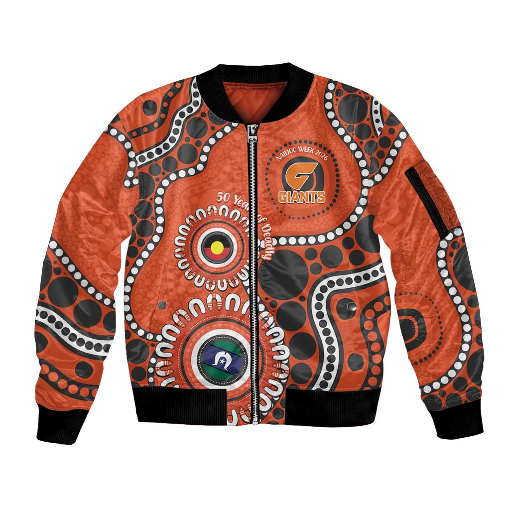 Giants NAIDOC 2026 Personalised Sleeve Zip Bomber Jacket 50 Years of Deadly Aboriginal Art