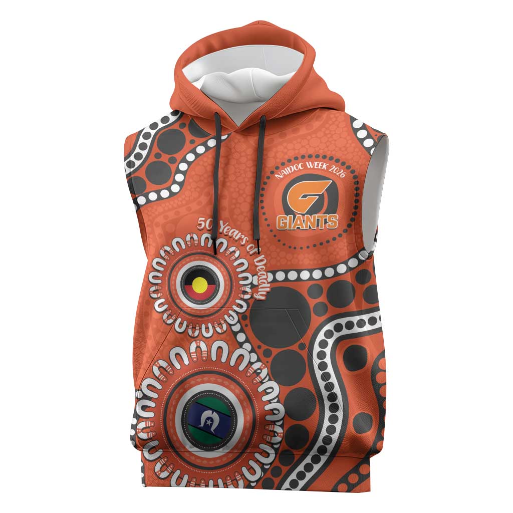 Giants NAIDOC 2026 Personalised Sleeveless Hoodie 50 Years of Deadly Aboriginal Art