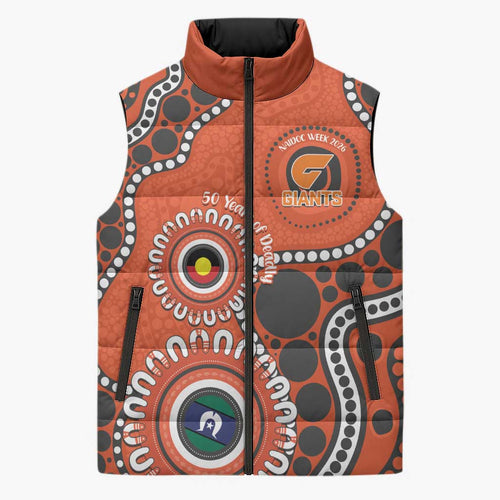 Giants NAIDOC 2026 Personalised Sleeveless Puffer Jacket 50 Years of Deadly Aboriginal Art