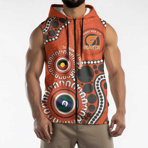 Giants NAIDOC 2026 Personalised Sleeveless Zip Hoodie 50 Years of Deadly Aboriginal Art