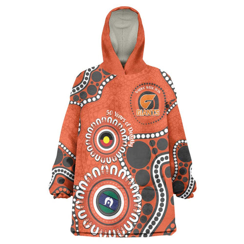 Giants NAIDOC 2026 Personalised Wearable Blanket Hoodie 50 Years of Deadly Aboriginal Art