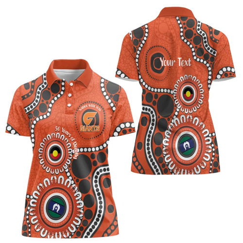 Giants NAIDOC 2026 Personalised Women Polo Shirt 50 Years of Deadly Aboriginal Art