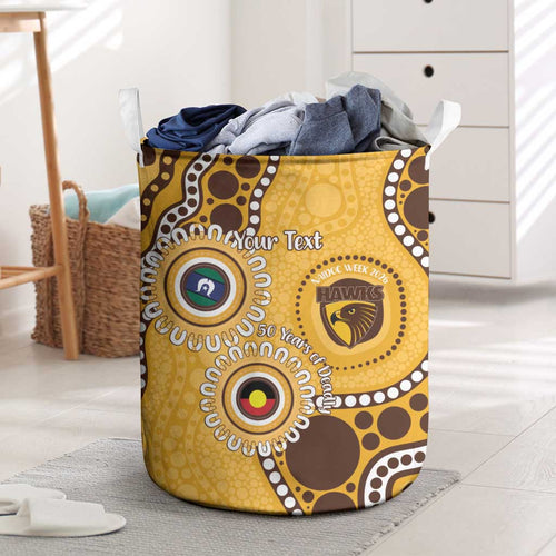 Hawthorn NAIDOC 2026 Personalised Laundry Basket 50 Years of Deadly Aboriginal Art